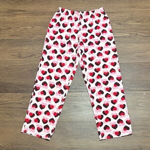 Kate Spade Heart Print Pajama Pants Pink Red Black Size S Soft Cute
